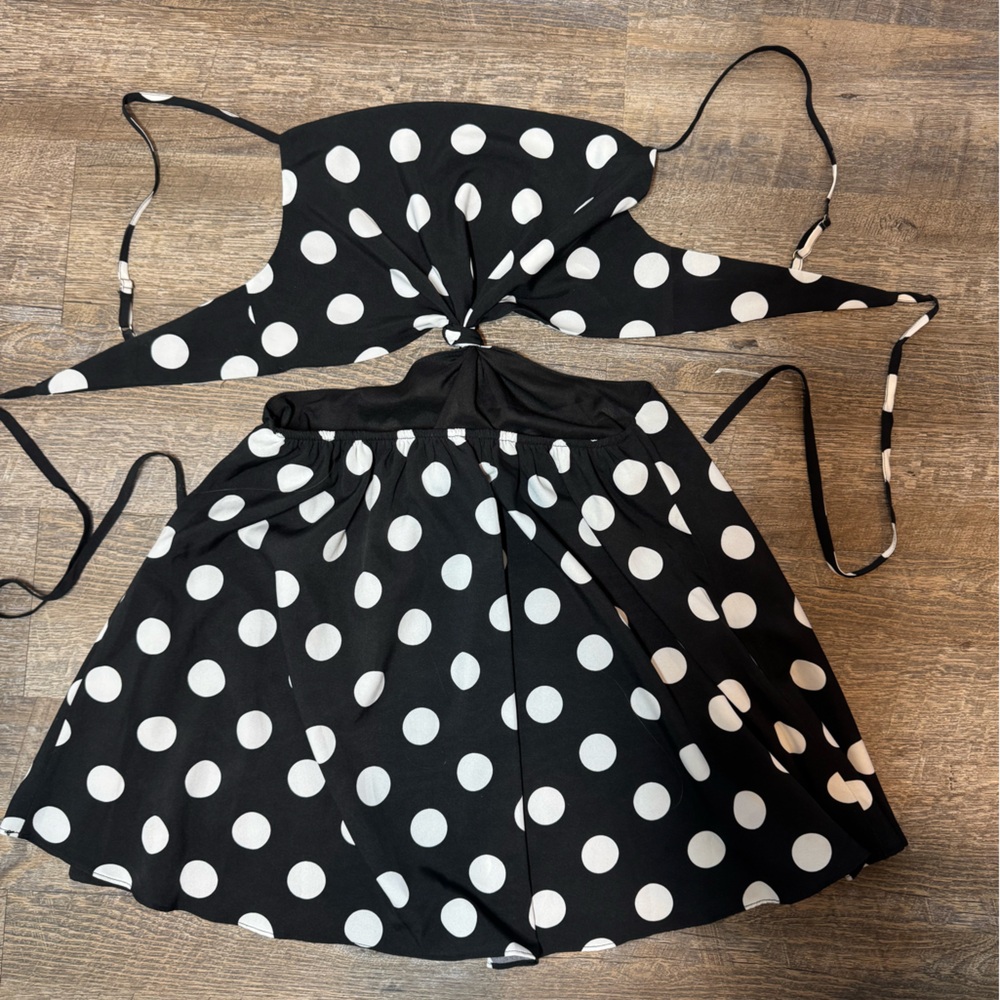 Vici Black & White Polka Dots Flirty Girly  Front Cutout woman’s SZ S - Picture 9 of 15